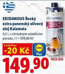 Lidl ERIDANOUS Řecký extra panenský olivový olej Kalamata nabídka
