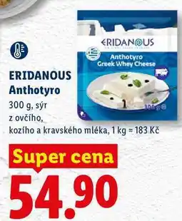 Lidl ERIDANOUS Anthotyro, 300 g, sýr z ovčího nabídka