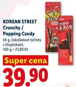 Lidl KOREAN STREET Crunchy / Popping Candy, 54 g, čokoládové tyčinky s křupinkami nabídka
