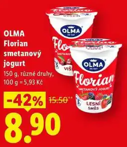 Lidl OLMA Florian smetanový jogurt, 150 g, různé druhy nabídka