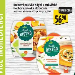 Albert Krémová polévka z dýně a mrkviček/ Houbová polévka s kroupami nabídka
