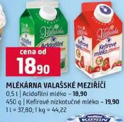 Terno MLÉKÁRNA VALAŠSKÉ MEZIŘÍČÍ 0,5l Acidofilní mléko 450 g nabídka