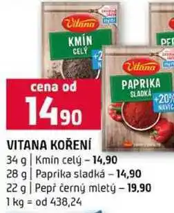 Terno VITANA KOŘENÍ 34 g Kmin celý 28 g Paprika sladká 22 g Pepř černý mletý nabídka