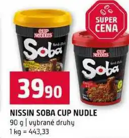 Terno NISSIN SOBA CUP NUDLE 90 g vybrané druhy nabídka