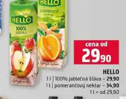 Terno HELLO 1l 100% jablečná šťáva 1l pomerančový nektar nabídka