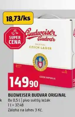 Terno BUDWEISER BUDVAR ORIGINAL 8x 0,5l pivo světlý ležák nabídka