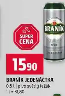 Terno BRANÍK JEDENÁCTKA 0,5l pivo světlý ležák nabídka