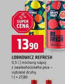 Terno LOBKOWICZ REFRESH 0,5l míchaný nápoj z nealkoholického piva vybrané druhy nabídka