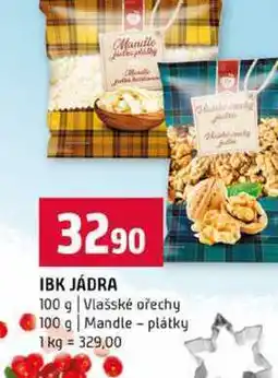 Terno IBK JÁDRA 100 g Vlašské ořechy 100 g Mandle-plátky nabídka