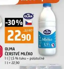 Terno OLMA ČERSTVÉ MLÉKO 1l 1,5% tuku polotučné nabídka