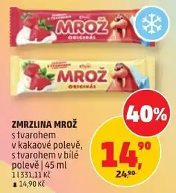 Penny Market Mroz zmrzlina s tvarohem v kakaové polevě, s tvarohem v bílé polevě nabídka