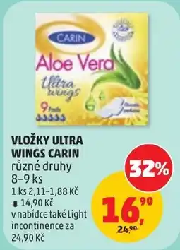 Penny Market Carin vložky ultra wings aloe vera nabídka
