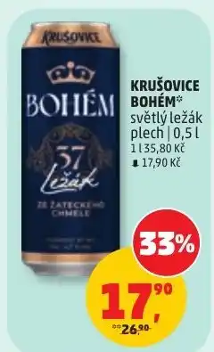 Penny Market Krušovice Bohém světlý ležák pěch nabídka