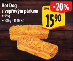 Albert Hot Dog s vepřovým pářkem nabídka