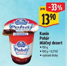 Albert Kunín Pohár Mléčný dezert nabídka