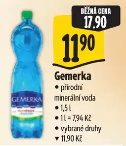 Albert Gemerka přírodní minerální voda nabídka