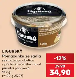 Kaufland Ligurský pomazánka ze sádla se smaženou cibulkou s příchutí pečeného masa/pikantní papriková nabídka
