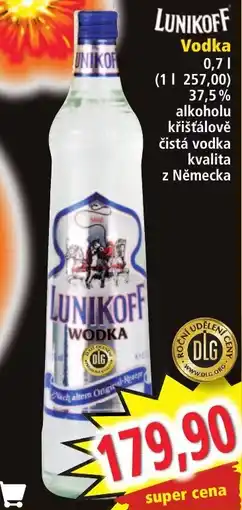 Norma Lunikoff vodka nabídka