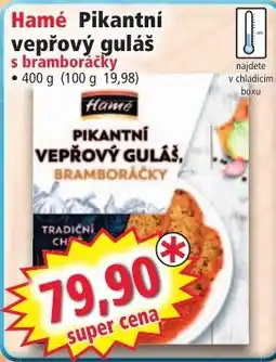 Norma Hamé pikantní vepřový guláš s bramboráčky nabídka