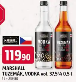 Trefa Marshall tuzemák, vodka nabídka
