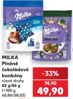 Kaufland Milka plněné čokoládové bonbóny nabídka