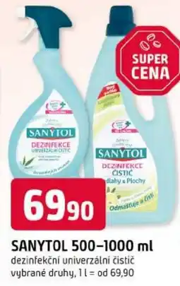 Trefa Sanytol dezinfekční univerzální čistič nabídka