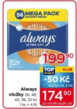 TOP drogerie Always vložky nabídka