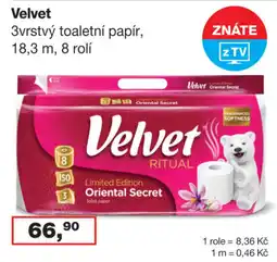 Ráj drogerie Velvet 3vrstvý toaletní papír nabídka