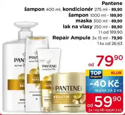 TOP drogerie Pantene šampon kondicionér maska lak na vlasy Repair Ampule nabídka