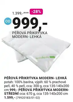 Möbelix Modern pěrová přikrývka modern-lehká nabídka