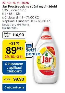 Tesco Jar prostředek na ruční mytí nádobí nabídka