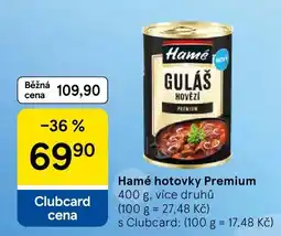 Tesco Hamé hotovky Premium nabídka