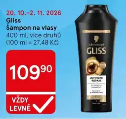 Tesco Gliss šampon na vlasy nabídka