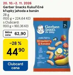 Tesco Gerber Snacks Kukuřičné křupky jahoda a banán nabídka