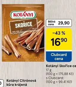 Tesco Kotányi skořice celá nabídka