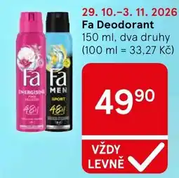 Tesco Fa Deodorant nabídka