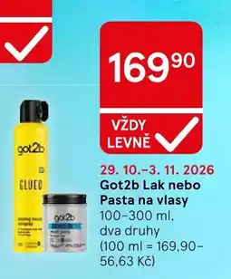 Tesco Got2b Lak nebo Pasta na vlasy nabídka