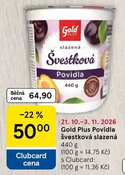 Tesco Gold Plus švestková povidla nabídka