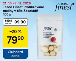 Tesco Tesco Finest lyofilizované maliny v bílé čokoládě nabídka
