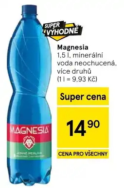 Tesco Magnesia minerální voda neochucená více druhů nabídka