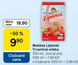 Tesco Madeta Lipánek Trvanlivé mléko nabídka