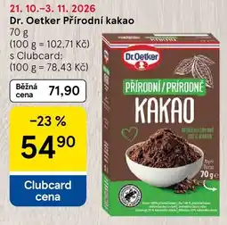 Tesco Dr. Oetker přírodní kakao nabídka