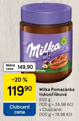 Tesco Milka Pomazánka lískooříšková nabídka