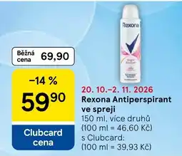 Tesco Rexona Antiperspirant ve spreji nabídka