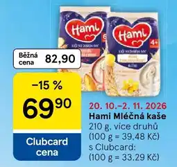 Tesco Hami Mléčná kaše nabídka