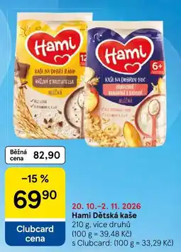 Tesco Hami Dětská kaše nabídka