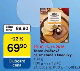 Tesco Tesco svíčková na smetaně s knedlíky nabídka
