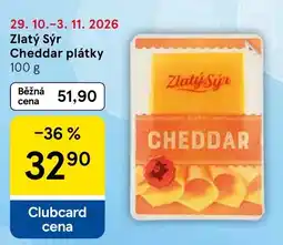 Tesco Zlatý Sýr Cheddar plátky nabídka