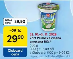 Tesco Zott Primo Zakysaná smetana 18% nabídka