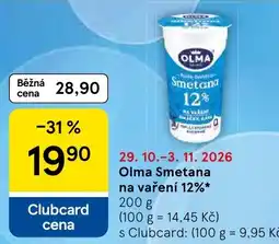 Tesco Olma Smetana na vaření 12% nabídka